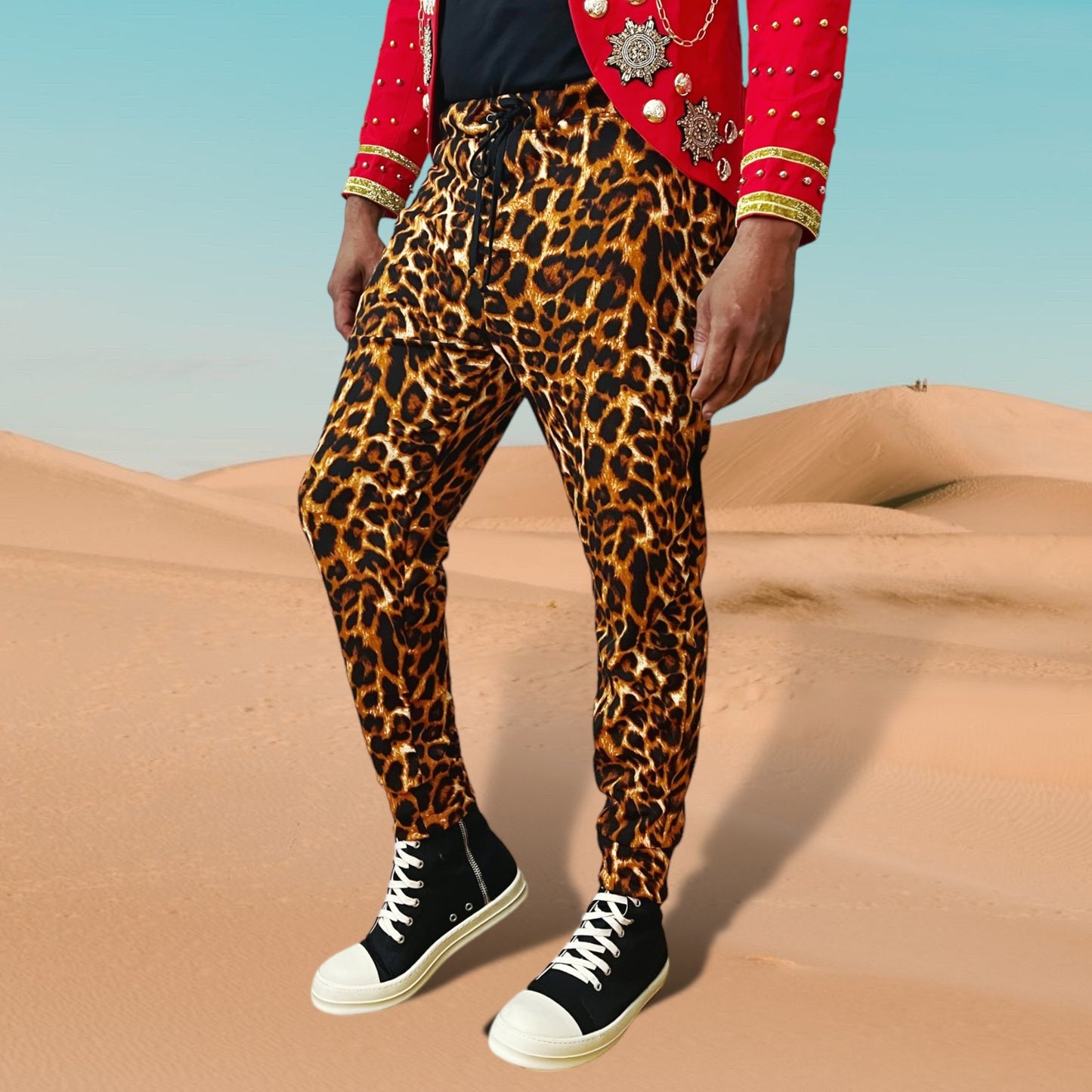 Slim Cut Jogger Pants | Cheetah Printed Pants | Elastic Waist and Side Pockets