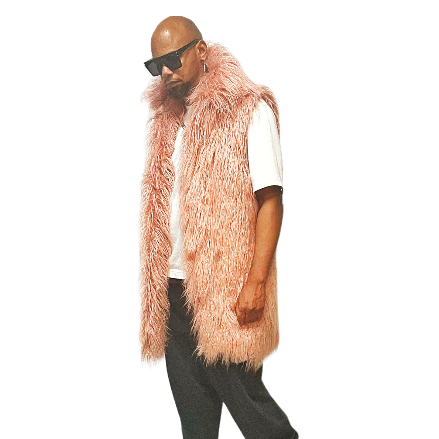 Powder Pink Mongolian Lamb Faux Fur Vest