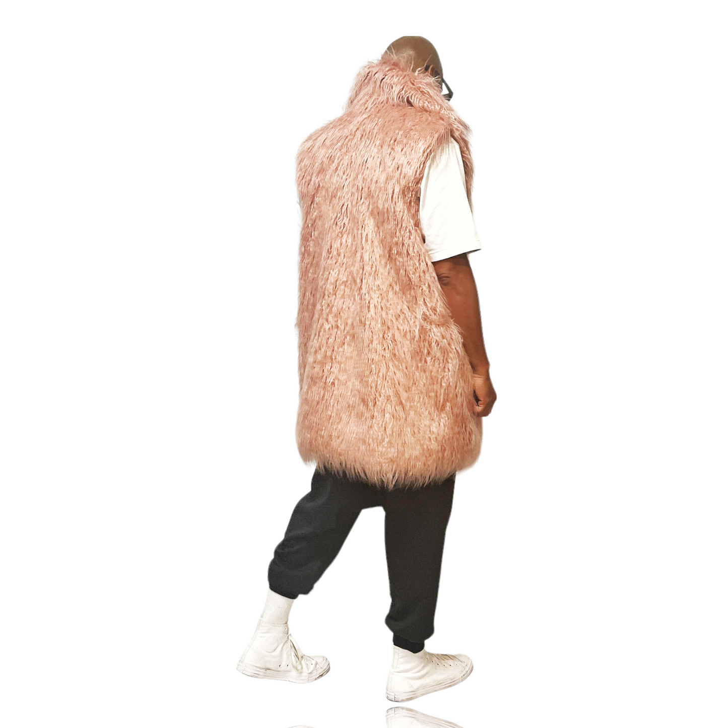 Powder Pink Mongolian Lamb Faux Fur Vest